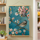 Cottage Garden Indoor Wall Decor Canvas Tapestry, Bird on Floral Branches 52"X 36" Canvas Tapestry