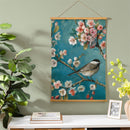 Cottage Garden Indoor Wall Decor Canvas Tapestry, Bird on Floral Branches 36"x24" Canvas Tapestry