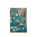 Cottage Garden Indoor Wall Decor Canvas Tapestry, Bird on Floral Branches 36"x24" Canvas Tapestry