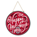 Ohio State University Holiday Round Door Decor with Hanging Rope, 18x18