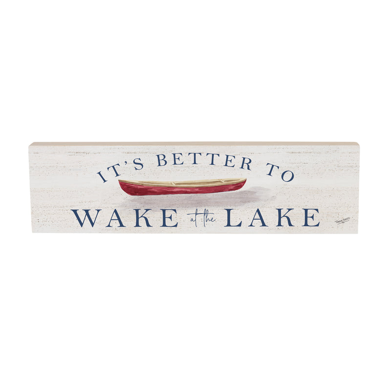 Lake Living Mantle Sign Wake at the Lake 18x5"