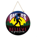 New York Giants Bigfoot Round Door Decor with Hanging Rope, 18x18