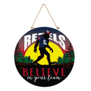 University of Mississippi Bigfoot Round Door Decor with Hanging Rope, 18x18