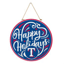 Texas Rangers Holiday Round Door Decor with Hanging Rope, 18x18
