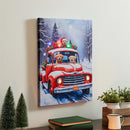 Holly Homestead Wall Decor, LED Canvas, Retrievers in Red Truck