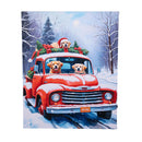 Holly Homestead Wall Decor, LED Canvas, Retrievers in Red Truck