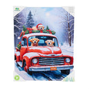 Holly Homestead Wall Decor, LED Canvas, Retrievers in Red Truck
