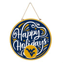 West Virginia University Holiday Round Door Decor with Hanging Rope, 18x18