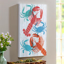 Coastal Wooden Wall Art Crab Lobster 16x24"