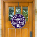 Kansas State University Holiday Round Door Decor with Hanging Rope, 18x18