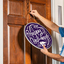 Kansas State University Holiday Round Door Decor with Hanging Rope, 18x18
