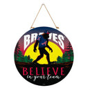 Atlanta Braves Bigfoot Round Door Decor with Hanging Rope, 18x18