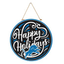 Detroit Lions Holiday Round Door Decor with Hanging Rope, 18x18