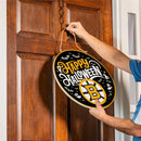 Boston Bruins Halloween Round Door Decor with Hanging Rope, 18x18