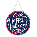 Atlanta Braves Holiday Round Door Decor with Hanging Rope, 18x18