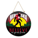University of Nebraska Bigfoot Round Door Decor with Hanging Rope, 18x18