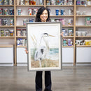 Blue Coastal Wall Decor, Canvas, Egret, 30" L x 20" H