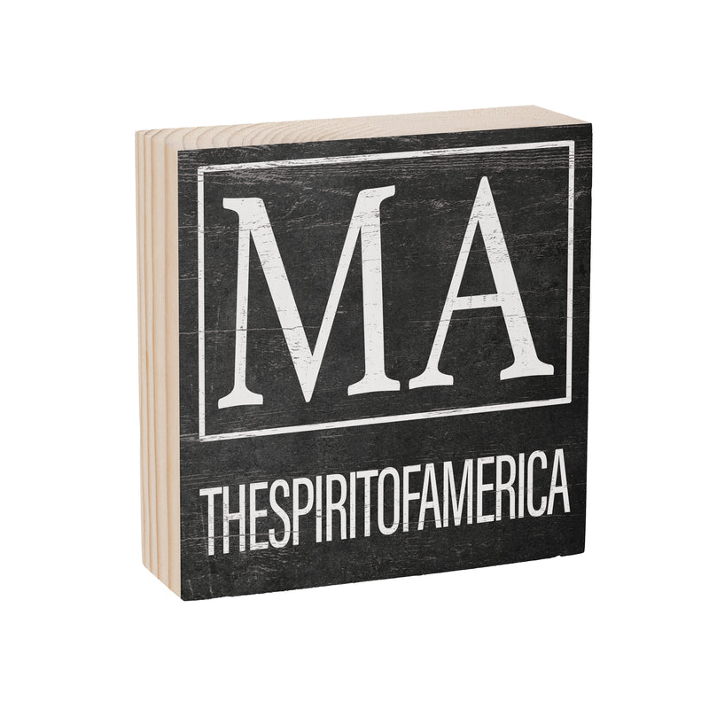 State Wooden Plock Massachusetts 6x6"