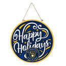 Milwaukee Brewers Holiday Round Door Décor with Hanging Rope, 18x18
