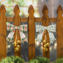 Shades of Emerald Hanging Wall Decor, Bow with Hanging Jingle Bells, Asst of 2