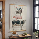 Hillside Pasture Indoor Wall Decor Canvas Tapestry, Stacked Animals 52"X 36" Canvas Tapestry