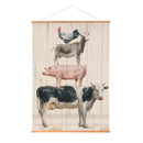Hillside Pasture Indoor Wall Decor Canvas Tapestry, Stacked Animals 52"X 36" Canvas Tapestry