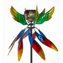 Solar Lighted Green Wings Metal Wind Spinner