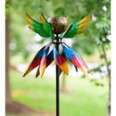Solar Lighted Green Wings Metal Wind Spinner