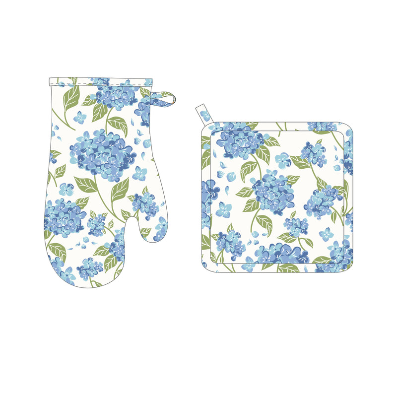 VivaStyle Kitchenware, Hydrangea Oven Mitt & Pot Holder, Set