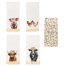 Hillside Pasture Kitchen Towel Farm Animal Tea Towel Set, 4 Asst Sets of 2, 12 Sets Total