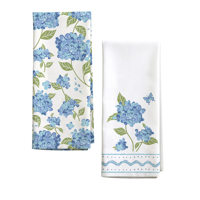 VivaStyle Kitchen Towel, Hydrangea Printed Tea Towel, Set of 2