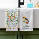Cottage Garden Kitchen Towel Bird Tea Towel Set, 4 Asst Sets of 2, 12 Sets Total