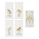 Cottage Garden Kitchen Towel Bird Tea Towel Set, 4 Asst Sets of 2, 12 Sets Total