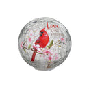 Memorial LED Table Decor Crackled Glass Hand Painted Globe Cardinal "Love Lives Forever", 4", CDU