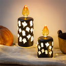 Haunted House LED Table Decor Glass Ghost Candles, Set of 2
