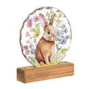 Hop Into Spring LED Table Decor, Acrylic Bunny with Floral, 7"H