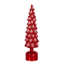 Heartfelt Cheer LED Table Decor Glass Tree with Rotating Base, Red, 15.75"H