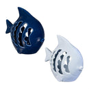 Seaside Retreat LED Table Decor, Ceramic Fish with Cutouts, 6.7"H, Asst of 2