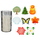 Cottage Garden LED Table Decor, LED Candle with Metal Holder, Includes 8 Magnetic Icons, 4" x 7.75"