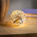 Memorial LED Table Decor Crackled Glass Hand Painted Globe, Birds, Gone from sight, 4", CDU