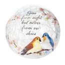 Memorial LED Table Decor Crackled Glass Hand Painted Globe, Birds, Gone from sight, 4", CDU
