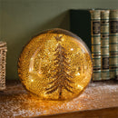 Winter Grove LED Table Decor Glass Ball with Bead and Glitter Tree, 7.5"
