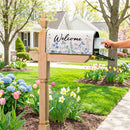 Welcome Blue Wildflower Mailbox Cover