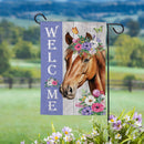Floral Horse Welcome Moire Garden Flag