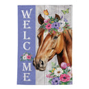 Floral Horse Welcome Moire Garden Flag