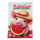 Sweet Summer Piggy Watermelon Moire Garden Flag