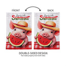 Sweet Summer Piggy Watermelon Moire Garden Flag
