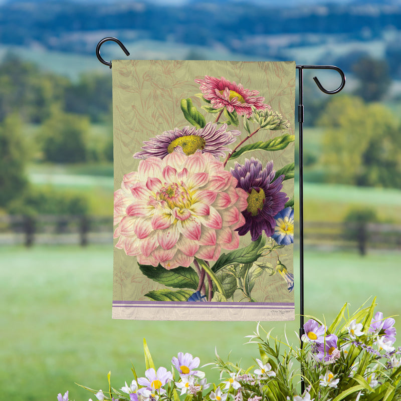 Vintage Cream Florals Moire Garden Flag