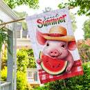 Sweet Summer Piggy Watermelon Moire House Flag