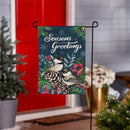 Seasonal Chickadee Couple Moire Flag Garden